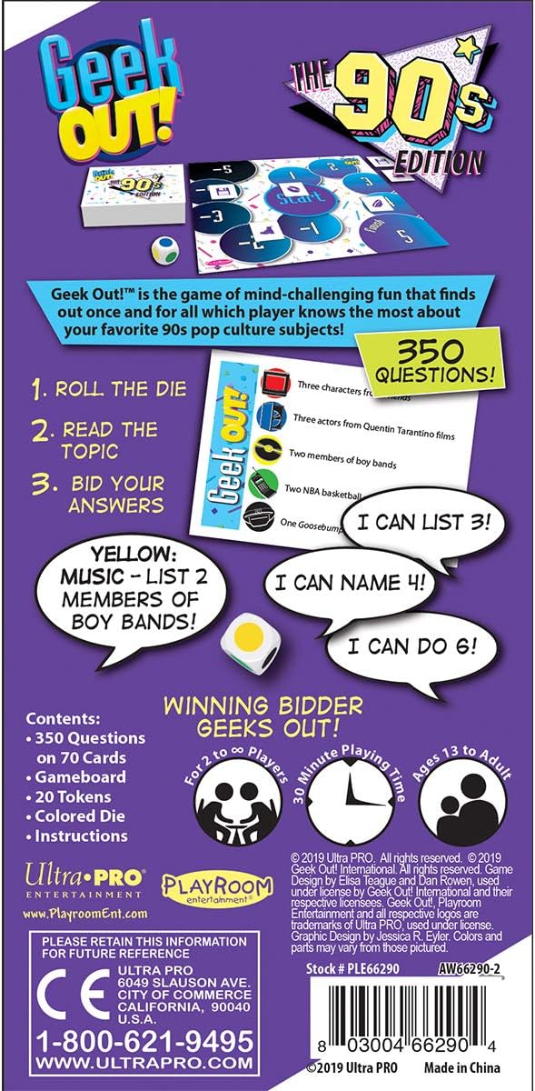 Geek Out! 90's Edition - Fun Trivia Game to Play Against Friends and Family , Who Knows the 90's Era The Best and The Pop Culture