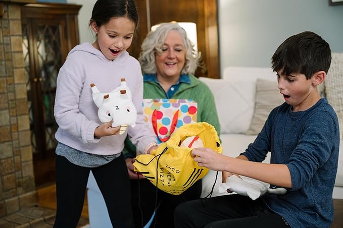 Taco Cat Goat Cheese Pizza Plush Mittens Set - Wear While Playing for Ultimate Comfort for Kids, Teens and Adults - Great for Family Game Night - Ages 3+