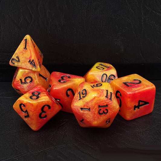 Bescon Magical Stone Dice Set Series, 7pcs Polyhedral RPG Dice Set Aura Stone, Polybag Packing