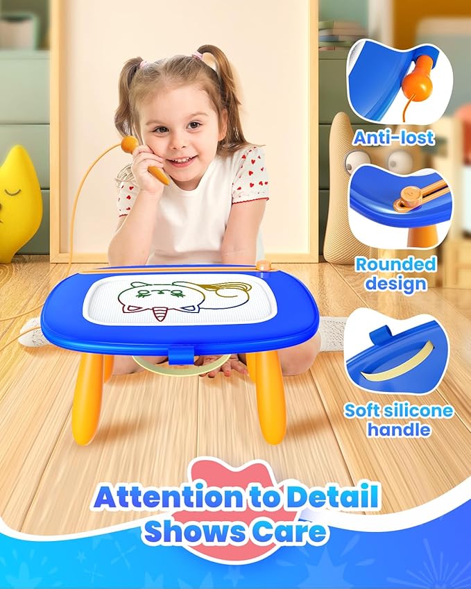 Toddlers Toys Ages 1-3, Magnetic Drawing Board, Toddler Boy Toys for 1 2 3 Years Old, Doodle Board Pad Learning and Educational Toys for 18 Months Baby,1-3 Yr Kids Birthday Gifts - Dark Blue