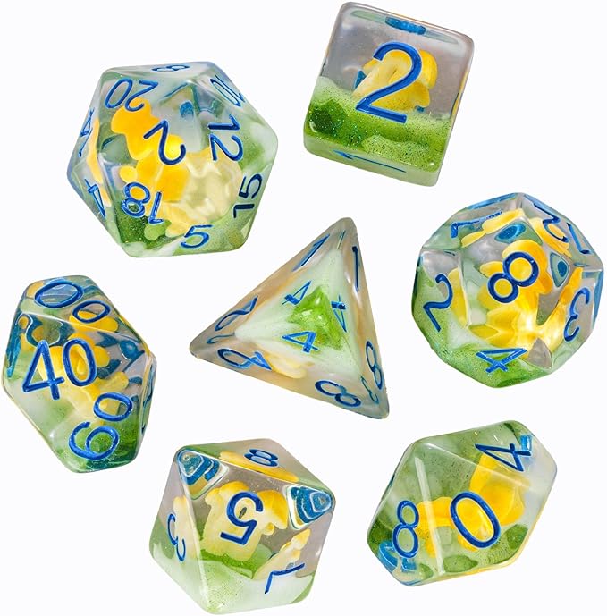UDIXI 7PCS Game Dice Set, RPG Polyhedral Dice Set DND for Dungeons and Dragons Role Playing Games and Other Tabletop Games (Yellow)