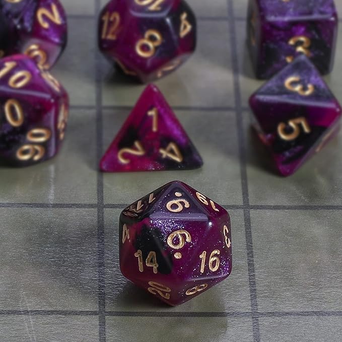 CiaraQ DND Polyhedral Dice Set with a Black Dice Bag for D&D RPG MTG Role Playing Table Games