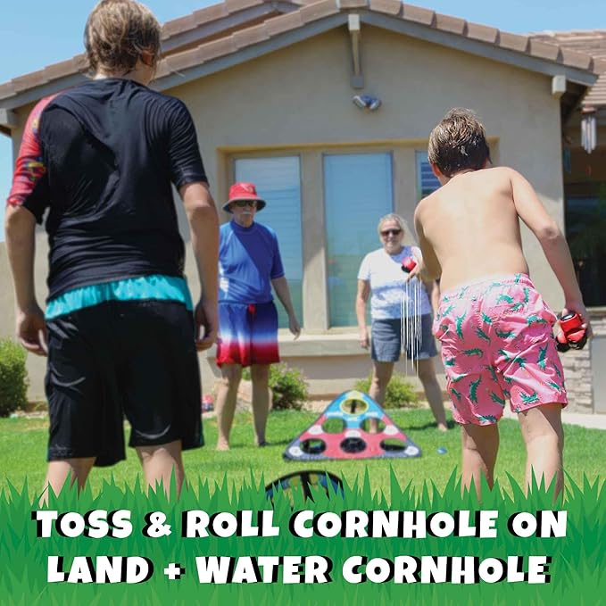 TOSS & ROLL NN' Hole Game Set | Portable Cornhole Set for Water or Land | Bean Bag Balls Toss Outdoor Games for All Ages | Outdoor, Indoor, Beach, Backyard, Tailgating, Camping Game