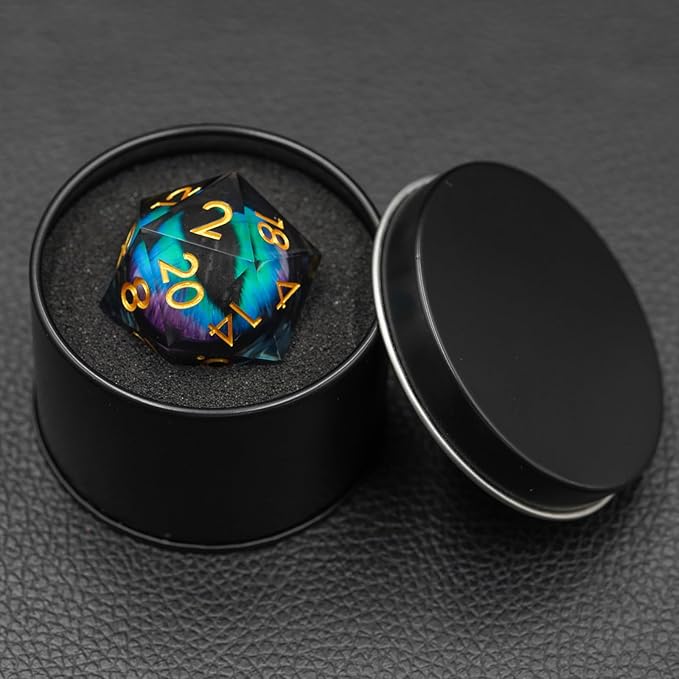 Dungeons and Dragons DND Dice D20, Moving Eyeball Liquid Core Dice Set D&D 33MM Oversized D20 Single Sharp Edge Resin dice with Gift Case, Polyhedral Dice for Role Playing Game