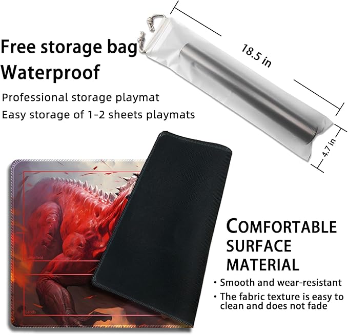 Playmat for MTG, with Free Storage Bags,Game Mat 24 x 14 inches, TCG and Board Game Mat for Cards,Mousepad Desk Mats (Dinosaur 1-Auxiliary Combat)