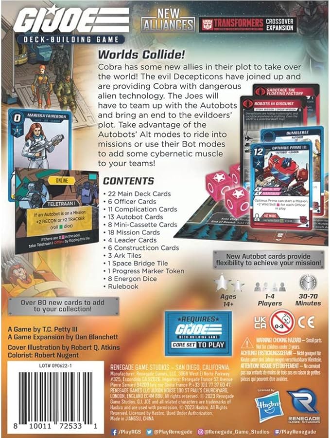 Renegade Game Studios Renegade Game Studios G.I. Joe Deck-Building Game: New Alliances - A Transformers Crossover Expansion - Take On The Role of A Pony, Ages 14+, 1-4 Players, 30-70 Min