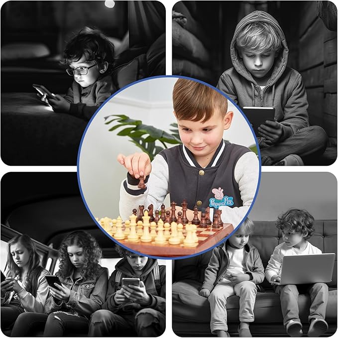 Magnetic Travel Chess Set 12 Inches Folding Chess Board with 2 Portable Bags for Pieces Storage, Gift for Kids Adults Chess Lovers and Learners