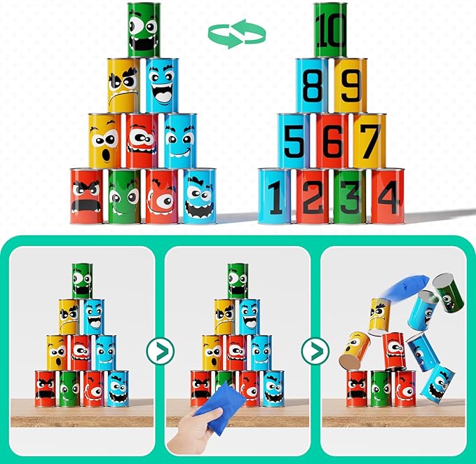 58PCS Carnival Games Combo Set, Dart Board Games Knock Down Can Games Bean Bag Toss Game Party Games Indoor Outdoor Birthday Party Games Fall Festival Field Day Games For Kids Adults Yard Games