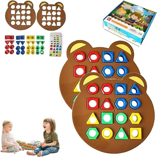 Shape Matching Game, Hailoyearn Shape Matching Game, Geometric Shape Quick Matching Board Game, Cute Bear Shaped Checkerboard Interactive Board Games for Two Players