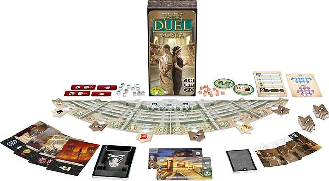 7 Wonders Duel Agora Board Game EXPANSION - Intense Two-Player Battles in the Ancient World! Strategy Game for Kids and Adults, Ages 10+, 2 Players, 30 Minute Playtime, Made by Repos Production