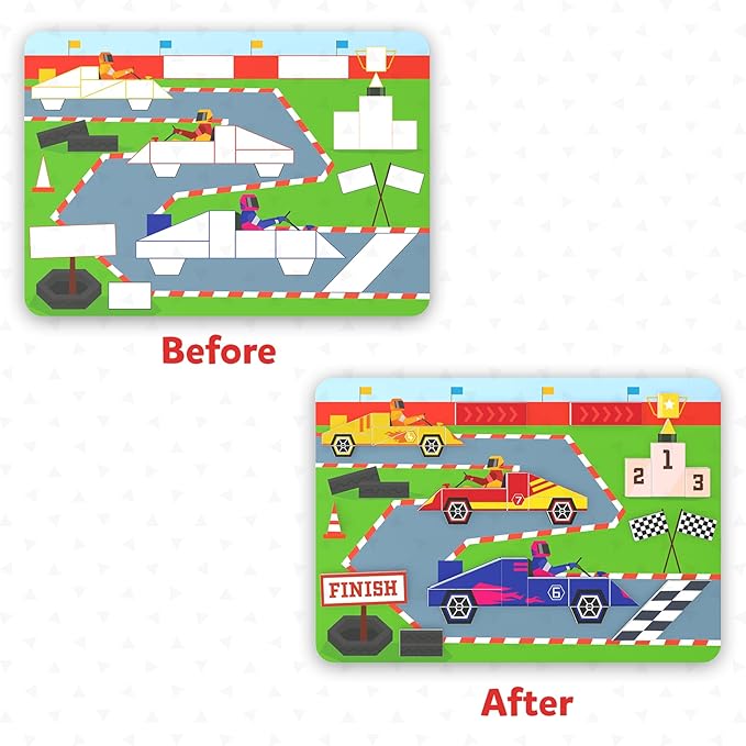 Skillmatics Tangram Sticker Puzzles - Educational Art & Craft Activity with 150+ Foam Tangram Stickers, Creative Toys & Games for Boys & Girls Ages 4, 5, 6, 7