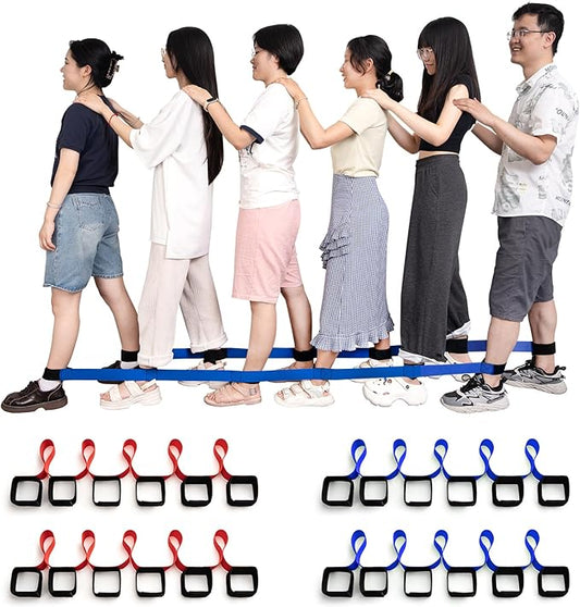 24 Pcs 6 Legged Race Band, Outdoor Party Group Game for Kid Adult, Cooperative Team Race for Birthday Party, Relay Race, Field Day, Team-Building, Backyard Activity Game with Carrying Pouch