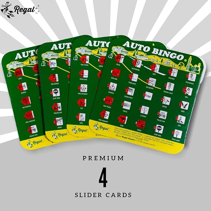 Auto Backseat Bingo Pack of 4 Bingo Cards Great For Family Vactions Car Rides and Road Trips