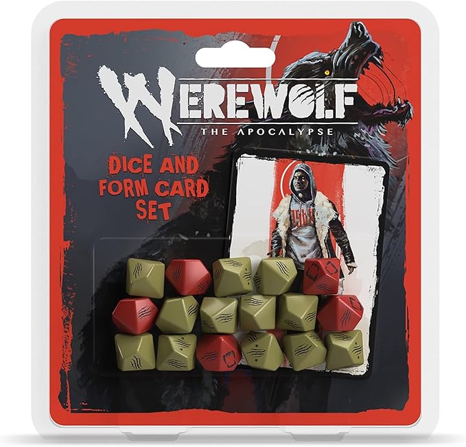 Werewolf: The Apocalypse 5th Edition Roleplaying Game Dice & Form -Card Set - RPG Accessory, Contains 17 Dice & 5 -Cards