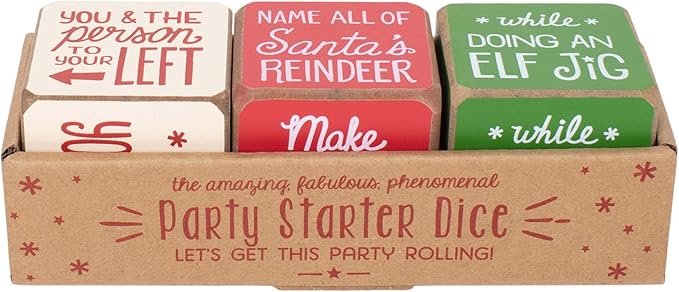 DEMDACO Party Starter Dice Amazing Colorful 2 x 2 MDF Wood Christmas Activity Game