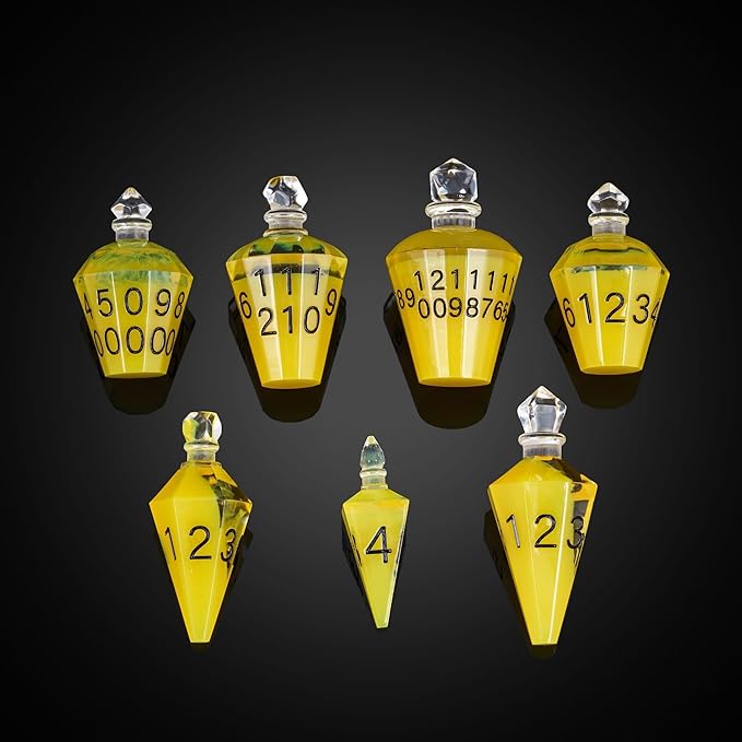 7PCS Potion DND Dice Set,Transparent Sharp Edge Dice Set D&D RPG Polyhedral Die,for Dungeons & Dragons, Pathfinder, and TTRPG Roleplaying Games.(Yellow)
