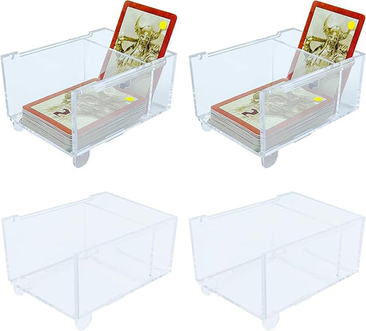Clear Mini Card Game Holder [4 Pack] | Connectable Trading Card Sorting Trays | Durable Plastic Made | Board Game Organizers & Accessories Compatible with Multiple Board Card Games