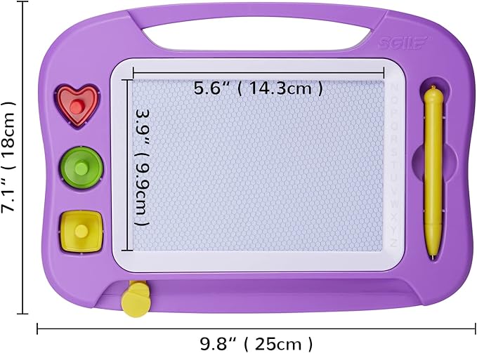 SGILE Magnetic Drawing Board for Kids, Colorful Erasable Doodle Board with Magnet Pen, Painting Sketch Pad with Three Stamps, Travel Toy, Birthday Gift, Educational Learning Toy for Toddlers, Purple