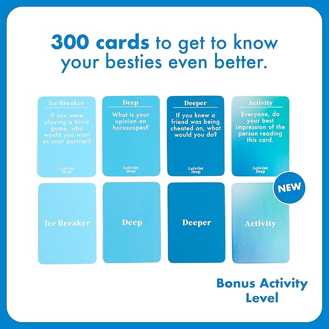 Let's Get Deep: Friends Edition by Relatable, Fun Group Card Game for Christmas Games, Perfect Friendsmas Christmas Party Games, Includes 400 Question Cards, Three Increasingly Personal Levels