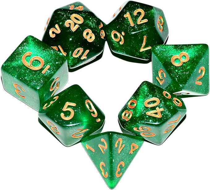 Galaxy Dice Set| Green DND Dice Set for Board Game