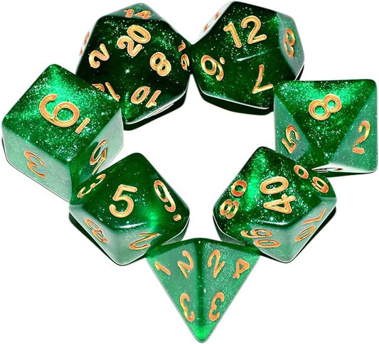 Galaxy Dice Set| Green DND Dice Set for Board Game