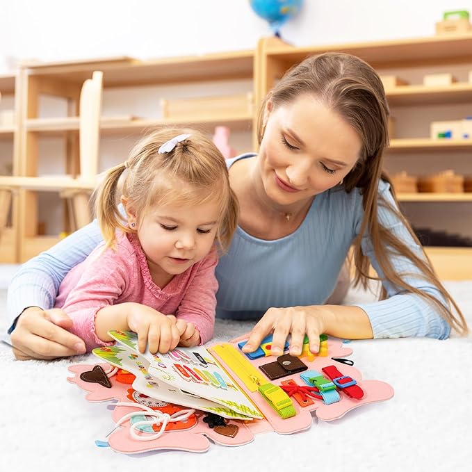 Hautton Busy Board Montessori Toys for Toddlers 1-3, Kids Sensory Book with Educational Preschool Learning Activities, Toddler 3-5 Travel Busy Book and Gifts for Boys Girls -Unicorn