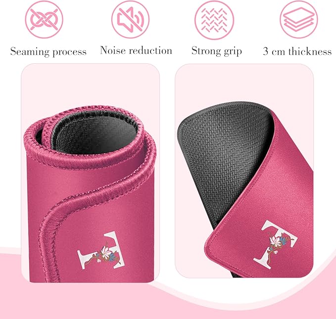 Mahjong Mat | Neoprene Anti-Slip Noise Reduction, Simple Design & Embroidery | 32.4x32.4 Inch Pink | Perfect for Mahjong, Board Games & Tile Games | Elegant Gift(Custom T Letter)