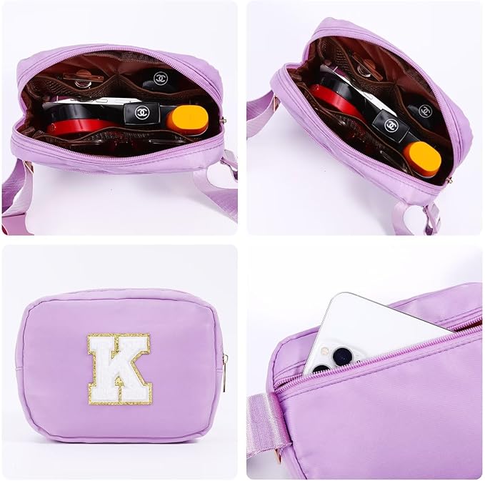 YOOLIFE Teacher Appreciation Gifts for Women - Gifts for Teacher, Teacher Retirement Gifts for Women Teacher Bag Teacher Gifts from Students, Initial Crossbody Bag Belt Bag, Purple T