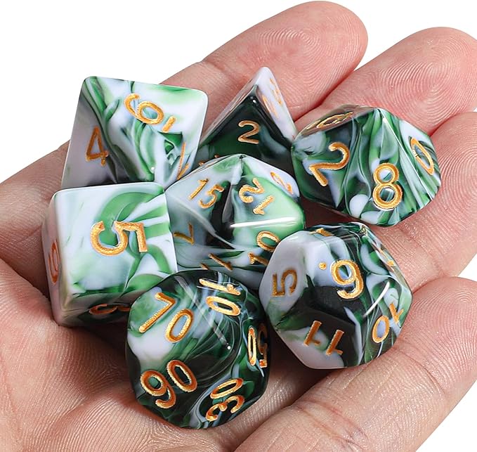 CiaraQ DND Polyhedral Dice Set with a Black Dice Bag for D&D RPG MTG Role Playing Table Games