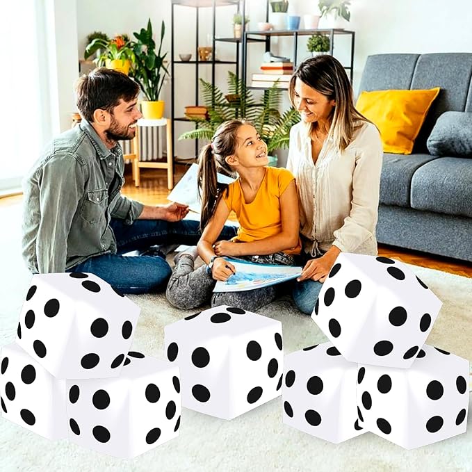 4 Pieces Jumbo Inflatable Dice 12.6 Inch Large Inflatable Dice Fun Game Toy for Indoor Outdoor Lawn Swimming Pool Party Favor Board Game Decoration, White