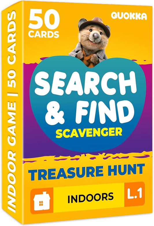 QUOKKA Scavenger Hunt Cards for Toddlers and Kids Ages 4-8 - Indoor Search and Find Activities for Kids Ages 6-8 - Educational Party Games for 3-6 Year Olds