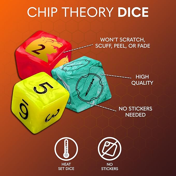 Chip Theory Game burncycle: Extra Action Dice, Set of 20 Game Dice, Strategy Game Accessories