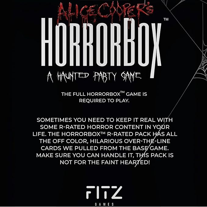 FITZ Alice Cooper's HorrorBox: R-Rated Expansion Pack - Fitz-Games, 40-Cards, A Haunted Party-Game-Card-Game of Spooky Questions Answers & Dares, for 4-10 Thrill Seekers Ages 18+