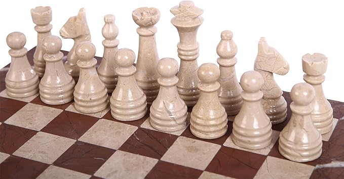 15 Inch Luxury Chess Set Classic Chess Boards for Adults with Handcrafted Stone Board & Marble Chess Pieces Ideal for Home Decor (Marina & Virona)