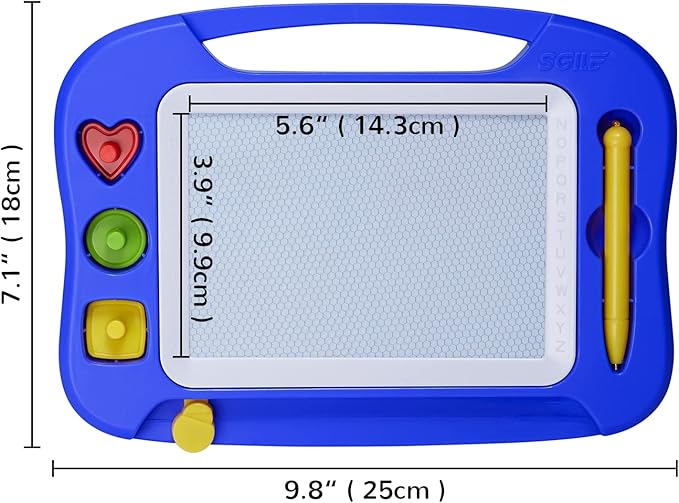 SGILE Magnetic Drawing Board for Kids, Colorful Erasable Doodle Board with Magnet Pen, Painting Sketch Pad with Three Stamps, Travel Toy, Birthday Gift, Educational Learning Toy for Toddlers, Blue