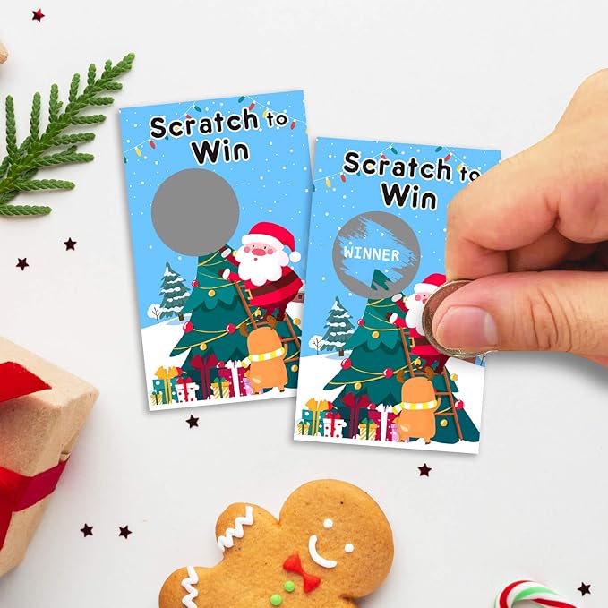 Yangmics Direct Christmas Scratch Off Cards (40 Pack) Christmas Party Game for Holiday Events - Groups, Kids and Adult - Festive Raffle Tickets for Prize Drawings Choice Christmas Star
