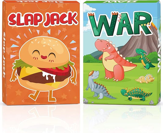 Card Game, Card Games for Kids Ages 4-8, Easy to Learn, Easter Basket Stuffers Gifts Ideal, Fun for Family Game Night Party Travel Preschool Classroom (Slap Jack & War)