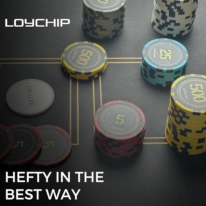 Poker Set with Numbered Chips 600-pcs for Card Board Game, 11.5g Weight with Playing Cards for Texas Hold'em, Blackjack Gambling, Late Night Poker Games