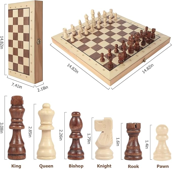 HOLYKING 15'' Foldable Portable Magnetic Travel Chess Set Wooden Handmade Boards Games with Pieces Storage Slots for Tournament Professional Adults Kids Beginner
