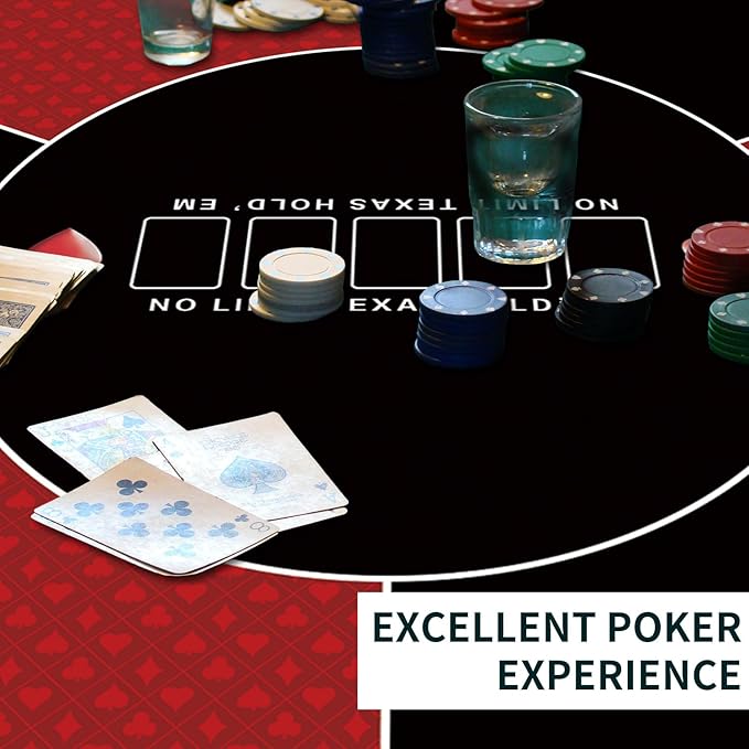nuveti 24/31/39/47/55/63 inch Square Foldable 6-Player Texas Poker Card Tabletop Layout Portable Anti-Slip Rubber Board Game Mat Texas Hold'em Poker Mat for Family Game, Casino, Party