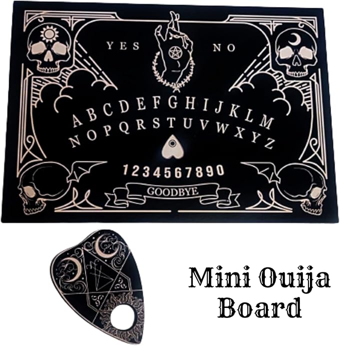 Spirit Calling Black Mini Design Oui Board Game for Spirit Hunt with Planchette and Detailed Instruction Halloween