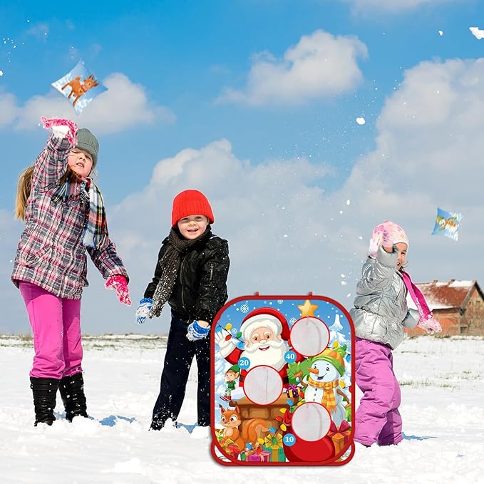 Christmas Bean Bag Toss Games Christmas Party Games Double Side Collapsible Cornhole Xmas Decoration Party Favors Supplies Yard Indoor Outdoor Toys Christmas Carnival Game