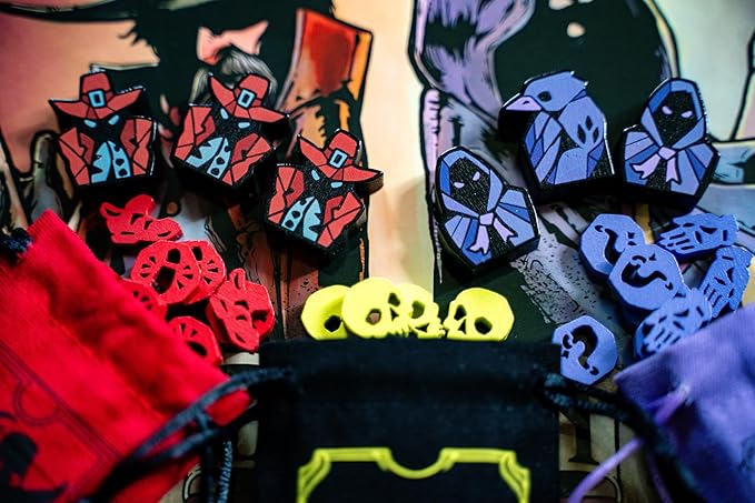 Pagan: Fate of Roanoke - Wooden Token Set, 125 Painted Game Pieces & 3 Custom Screen Printed Cloth Bags