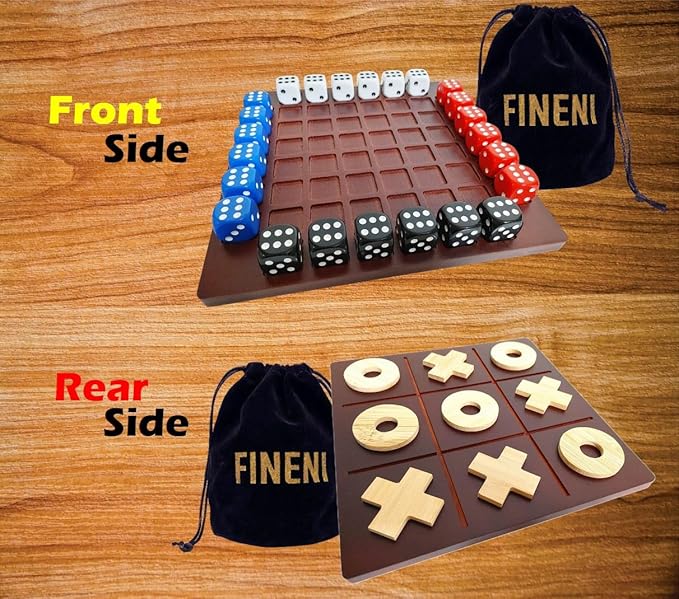 Dual Sides Battle & TicTacToe - Wooden Coffee Table Game for 2-4 Players