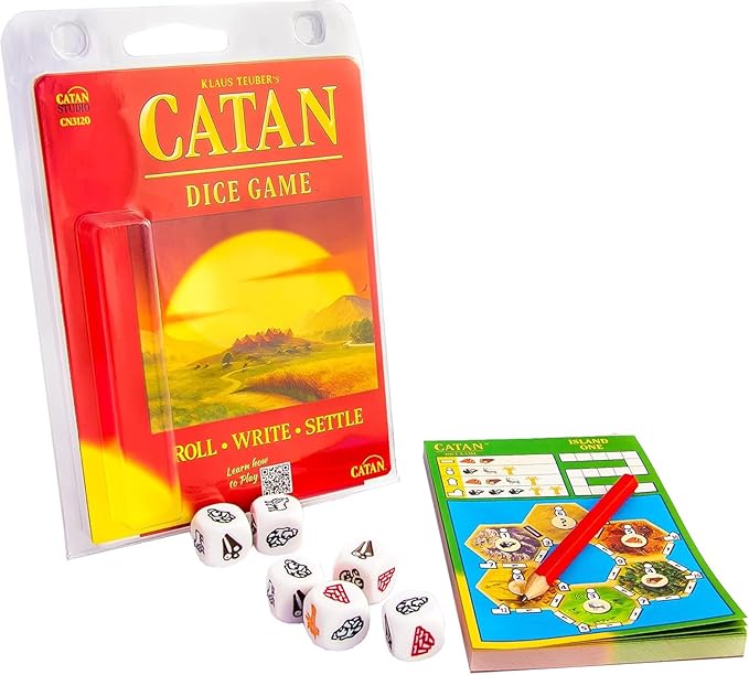 CATAN Dice Game - Portable Fun for On-the-Go Adventures! Strategy Game, Family Game for Kids and Adults, Ages 7+, 1-4 Players, 15-30 Minute Playtime, Made by CATAN Studio