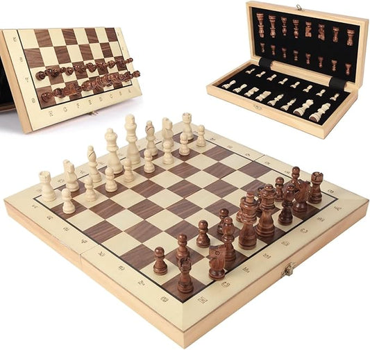 HOLYKING 15'' Foldable Portable Magnetic Travel Chess Set Wooden Handmade Boards Games with Pieces Storage Slots for Tournament Professional Adults Kids Beginner
