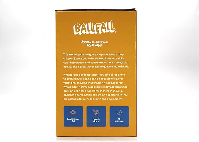 Nene Toys BALLFALL Jumbo – Montessori Wooden Board Game for Kids 3 4 5 6 Years – Colorful Sticks, Dice & Cards – Fine Motor Skills Toy, Math & Counting Game – Educational Gift for Boys Girls Ages 3-9