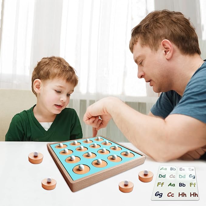 Wooden Match Chess Board Game for Kids - Educational Memory Matching Game for Pre-Kindergarten Early Learning Development