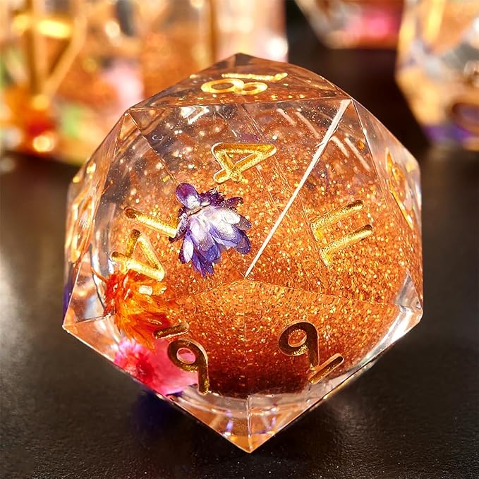 Liquid Core Quicksand Resin DND Dice, Sharp Edge Dungeons and Dragons Polyhedron Game Dice Set for Role Playing Games RPG Explorer Magic, Holiday Birthday Gifts Party Favors