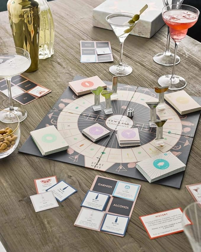 Cocktail Themed Trivia Board Game | Games Night | Adults, After Dinner Party, Table Game, General Knowledge, Alcohol, Cocktails, Drinking, Mixologist, Hen or Stag Do, Christmas, Birthday, Present